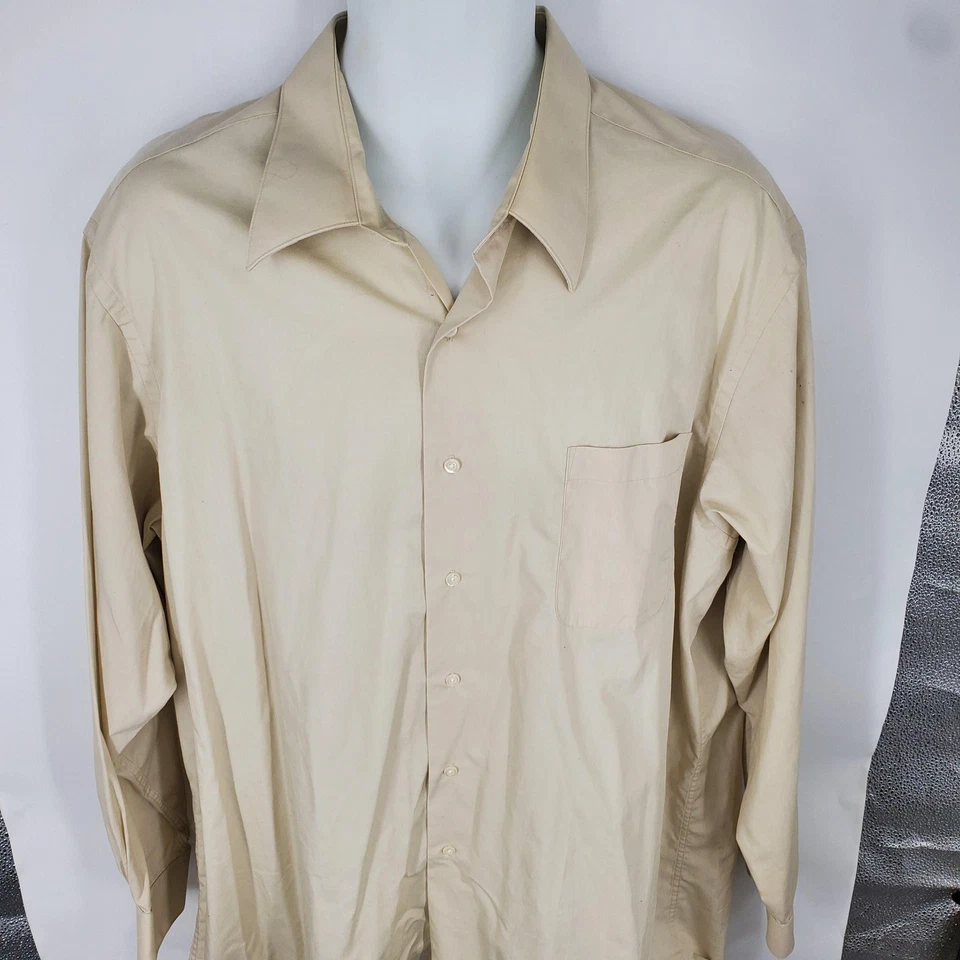 Camisa Covington Para Hombres XL Beige Vestido con Botones Manga Larga Bolsillo en el Pecho Caqui Foto 2 de 4