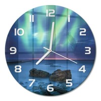 Stilvolle Runde Wanduhr Mit FließEnden Zeigern Nordlicht WeißE Zeiger Fi30 Cm