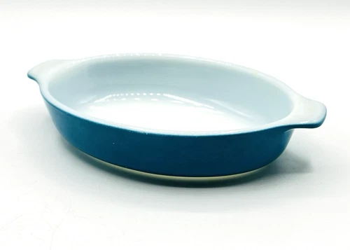 Vintage MCM Pyrex Tableware Corning 700 Oval Blue Turquoise Dish 10 oz Augratin