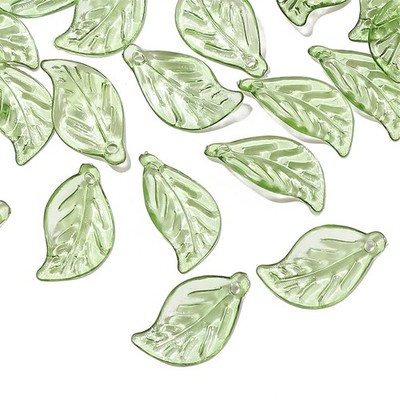 SUPERFINDINGS 6 Styles Perles de fleurs blanches en verre avec perles de feuilles vertes Perle de