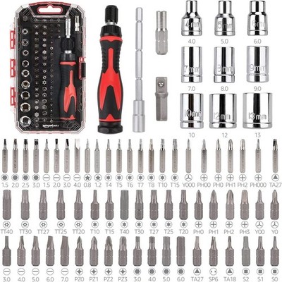 Basics Magnetic Ratcheting Wrench and Electronics Precision Screwdriver Set