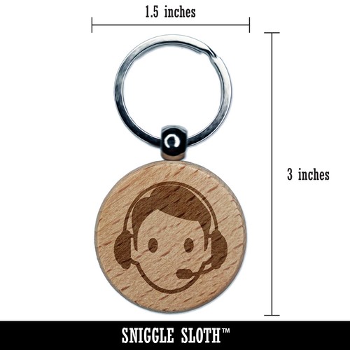 Occupation Customer Service Man Icon Engraved Wood Round Keychain Tag Charm - Photo 2/6