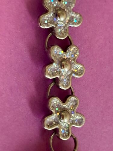 Quartz Watch Women VTG Japan Movt Silver Tone Lavender Rhinestone Floral AS IS - Picture 2 of 11