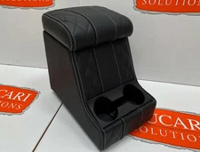 Quilted LEATHER arm rest cubby box white stitch Fit Land Rover Defender 90 110