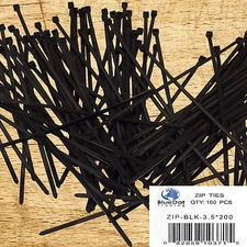 US SELLER ~ 100 Count Nylon Cable BLACK ZIP Ties 8 inch 40LBS, 100pcs per Pack