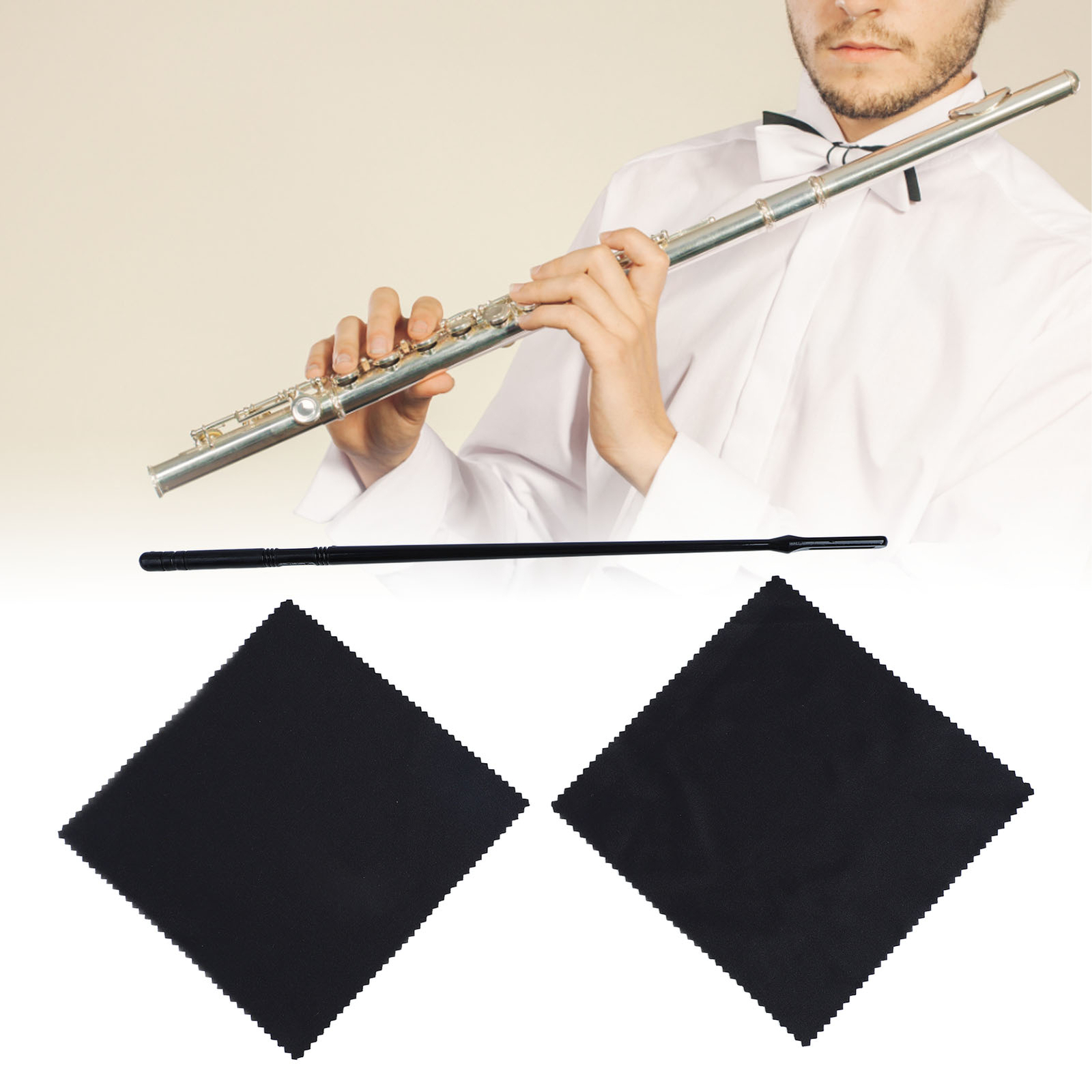 (1 Flute Cleaning Rod With 2Pcs Cleaning Cloths)Flute Clean Kit Flute