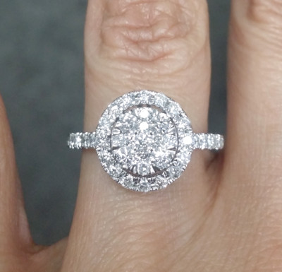  Deal!1.00CT Natural Round Cluster Diamond Engagement Wedding Halo Ring 10K Gold