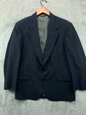 Mens 40 VTG Johnny Carson Sport Coat Blazer Suit Jacket Blue Stripe Single Breas