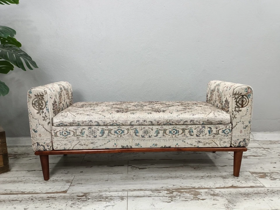 Upholstered bench, Bohemian bench, Armed storage bench, Piano bench - Image 2 of 4