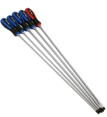 NEILSEN Pound Thru Extra Long 450mm Phillips Pozi & Slotted 5pc Screwdriver Set |CT4033