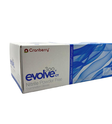 Cranberry 3407 Evolve 300 Powder Free Nitrile Exam Gloves, M - Box of 300