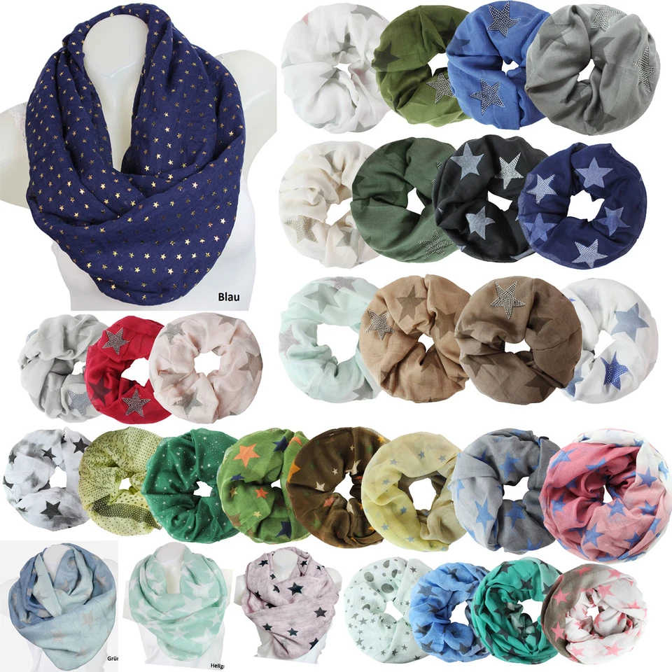 GOGO Stern Motive Schal Damen Loop schal leichter Langschal Schlauchschal Tuch
