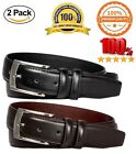 Black Belt & Brown Belt (A3501-2) 2 Pack Men’s Belts Leather Dress Belts