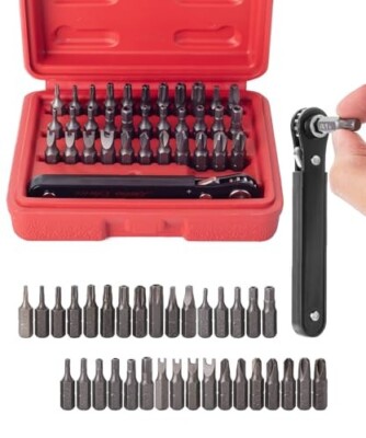 Tamper Proof Torx Bit T4-T40, Security Bit Mini Ratchet Wrench, 1/4-Inch Drive