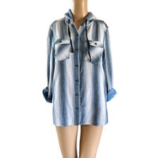 Boston Traders Stripped Hooded Shirt Jacket Juniors Size M