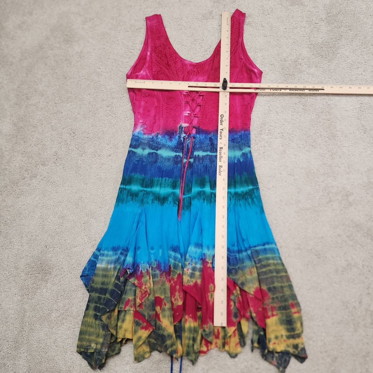 Flower brand dress Corset up front tie in back Tie Die sleeveless dress