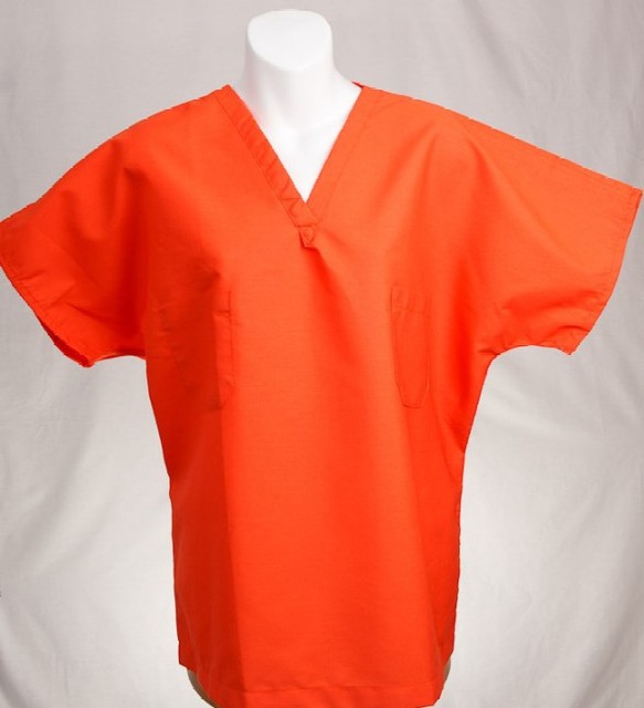Halloween ORANGE Reversible Unisex Scrub Top XLARGE Medical Nursing