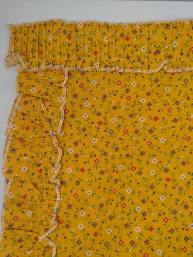 Paneles de cortina vintage amarillo Ditsy floral con volantes varilla bolsillo Cottagecore 28x24" - Imagen 2 de 11