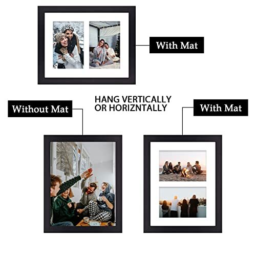 , 8x10 Picture Frame - Collage Multiple Photos Solid Wood 2-4x6 (1 Pack) Black - Picture 2 of 6
