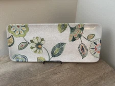 Crate & Barrel Alfresco Melamine Rectangular Serving Tray Botanical Floral Green