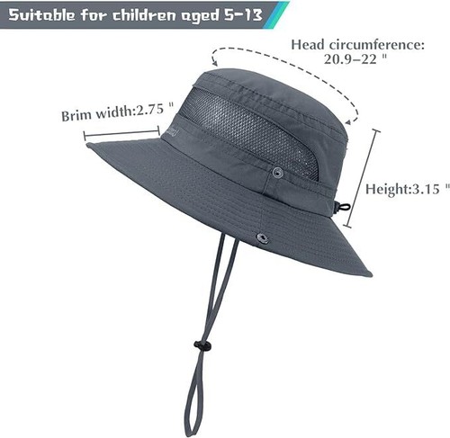 Kids Sun Hat Boys Sun Hat Sun Protection UPF 50+ Cap Wide Brim Summer Beach H... - Picture 4 of 6