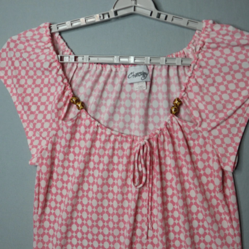 Vestido De Colección Para Mujer Pequeño Rosa Blanco Madera Cuentas Geométrico Sol Corto Poli Spandex EE. UU. Foto 4 de 4