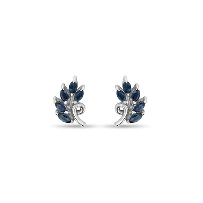 Saphir Marquise Blatt Stil Ohrstecker 14k Weißgold