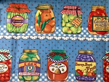 “JOAN KESSLER” Concord CANNING JARS 1993 Kitcheney Cotton Quilt Sew Fabric 2 YD