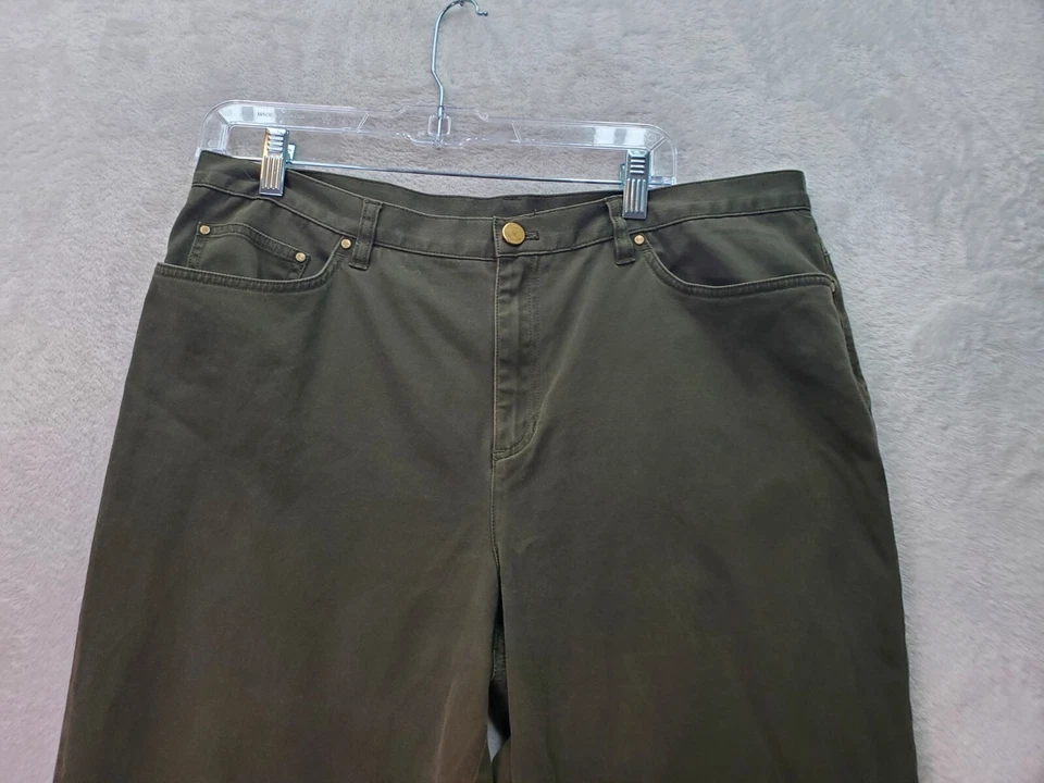 Pantalones capri Jones New York para mujer talla 16 verde algodón bolsillos informales frente plano Foto 4 de 4