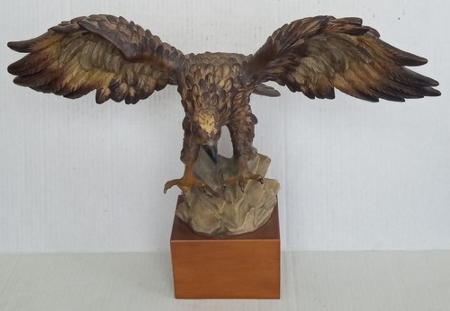 Vintage A Santini Eagle Sculpture Resin/Bonded Marble on Marble Base.