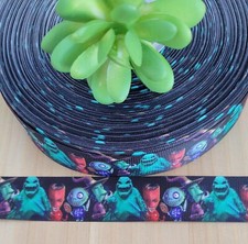 1" 1 YD Nightmare Before Christmas Ribbon Oogie Boogie Lock Shock  Barrel