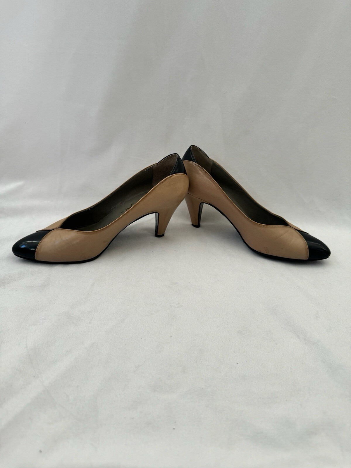 YSL Yves Saint Laurent decolte donna vintage pelle a punta beige taglia 35