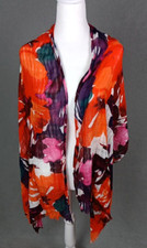 Beautiful Floral Wrap Vivid Colors Scarf Gauzy Shawl Fringe Reversible One Size