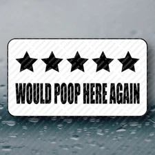 5 STARS WOULD POOP HERE AGAIN Hard Hat Funny Prank Joke Gag Sticker 25-250pcs