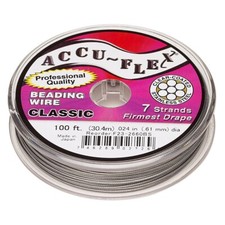 Beading Wire, Accu-Flex Stainless Steel 7 Strand Clear 0.024" Diameter 100 Feet