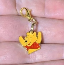 Small Gold Winnie The Pooh Charm Zipper Pull  Keychain Add On Clip 