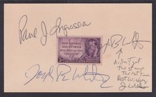 Paul Ingrassia & Joseph White, Pulitzer Winning Reporters, signed Pulitzer Stamp