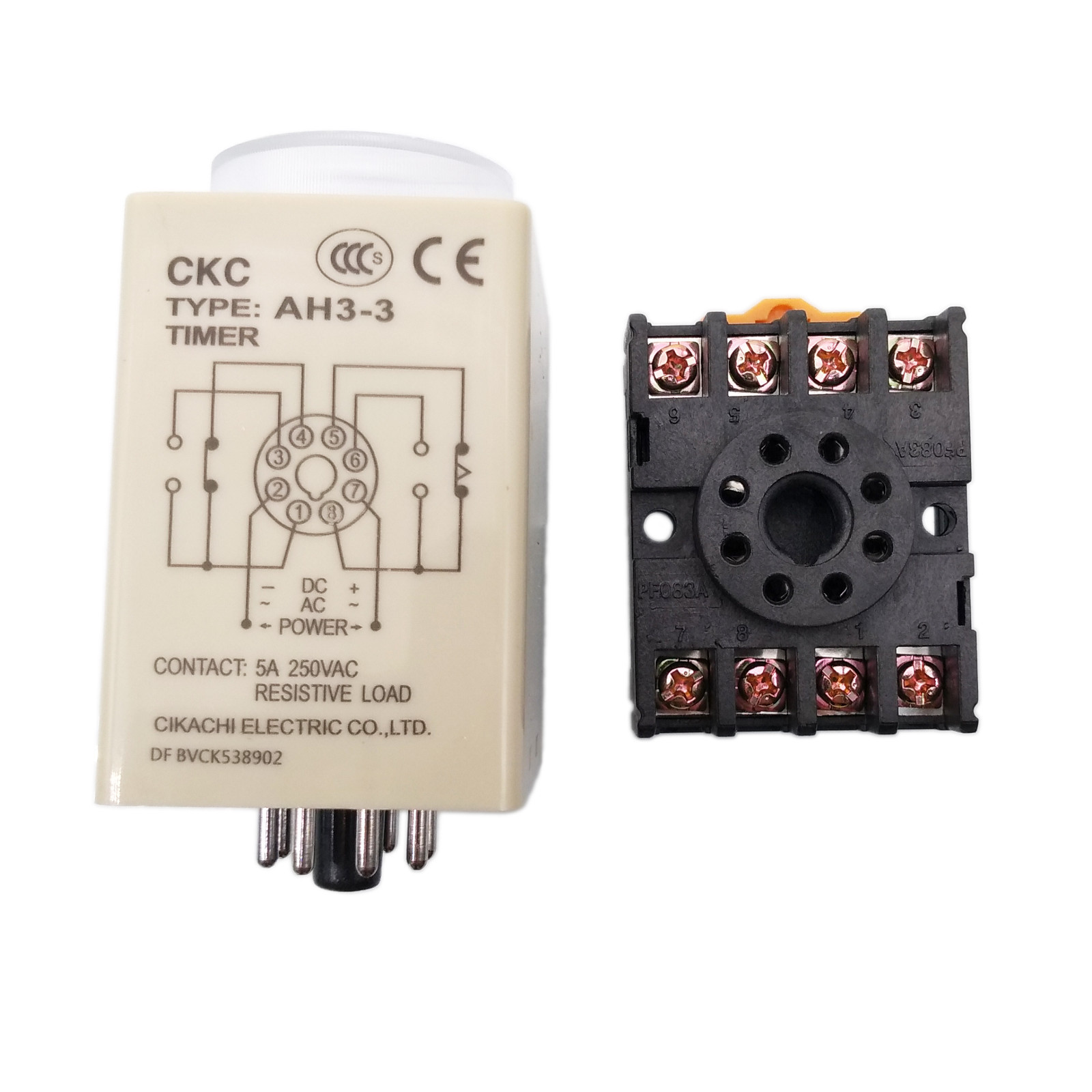 US Stock AH3-3 0-60 Minutes 8 Pin Housing Delay Timer Time Relay 12VDC + Base