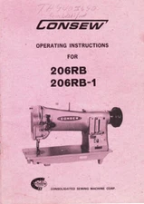 CONSEW 206RB, 206RB-1 OPERATING INSTRUCTIONS MANUAL - PDF FILE - NOT HARD COPY