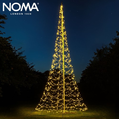 2m-4m Noma Starry Nights Christmas LED Pre Lit Warm White Outdoor Pole Cone Tree