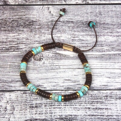 Natural Coconut Shell Beads Dainty Bracelet Jasper Stone Healing Bracelet