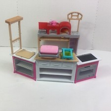Barbie Doll Dough Kitchen Playset Light Up Stove Barbecue Grill  Pizza Oven