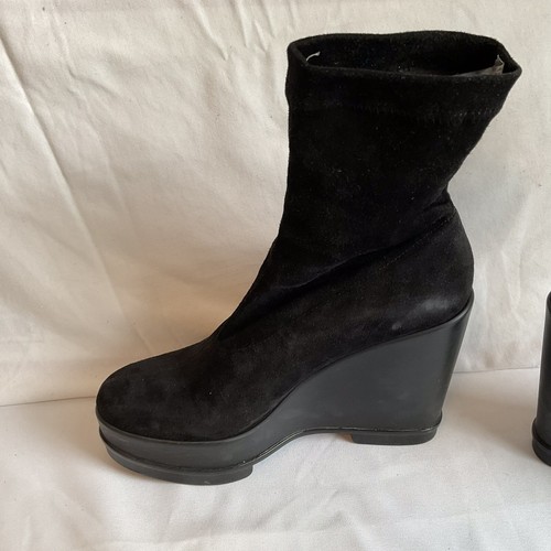 Robert Clergerie Wedge Platform Suede Stretch Sock Ankle Boots EU40.5 US 10 - Picture 4 of 11