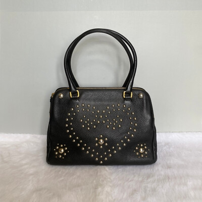 MOSCHINO Cheap & Chic Black Heart Studded Leather Bag 