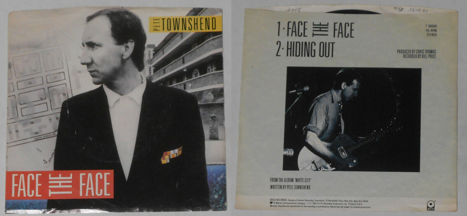 Pete Townshend - Face the Face - U.S. 7" vinyl  