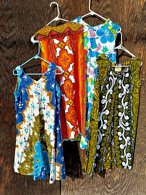 Vintage 60-70's Size S/M Bright Floral Cotton Barkcloth Muu Dresses and  More | eBay