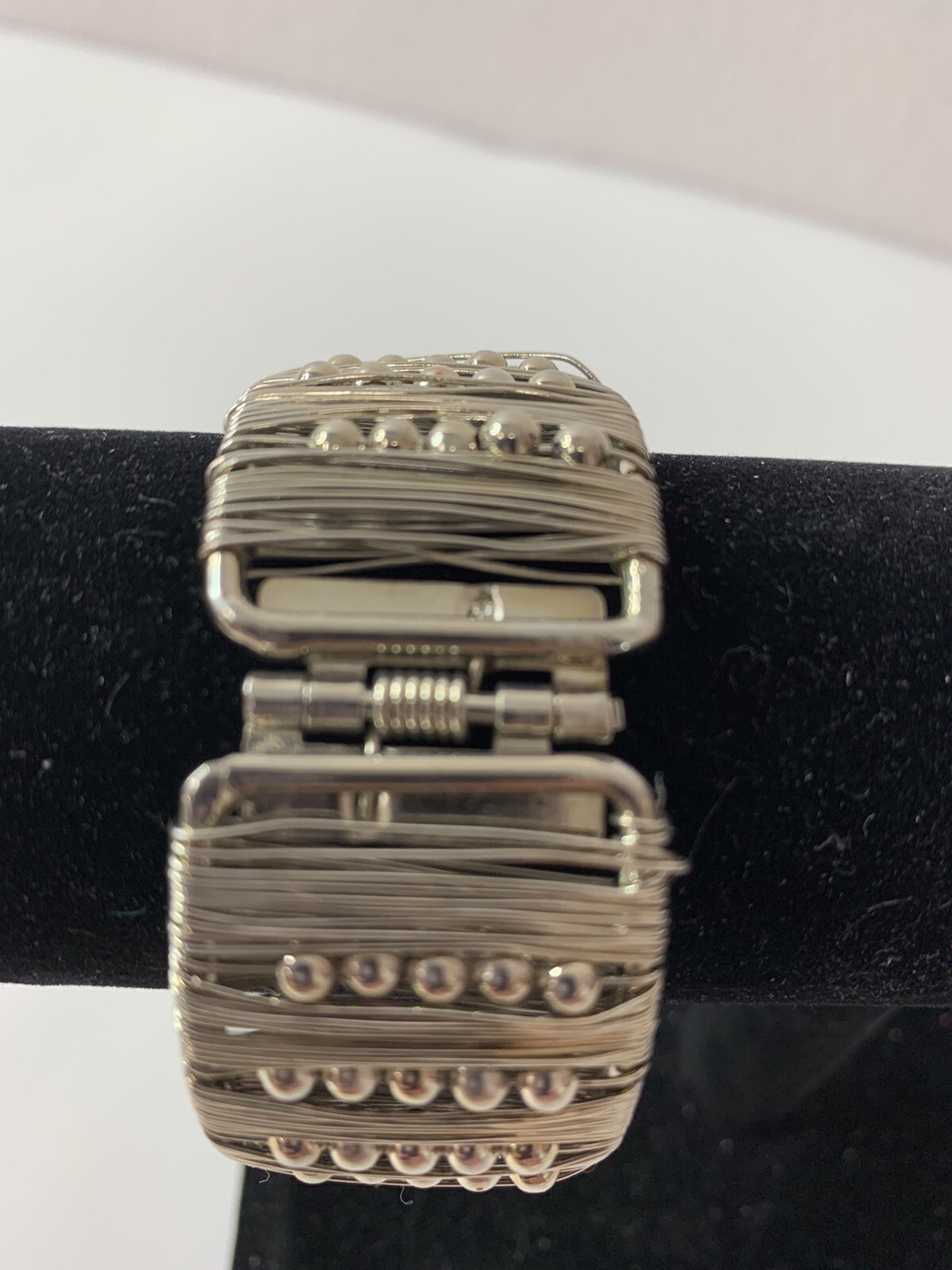 Cuff Hinged Wired Bracelet Silvertone - image 4