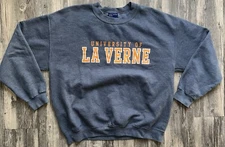 Vintage 90s MV Sports University Of La Verne Gray Sweatshirt Crewneck Sweater L