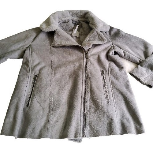 BNWT - Katies Fully Lined Silver Sherpa Biker Jacket Size (12) Zippered Pockets - Picture 5 of 11