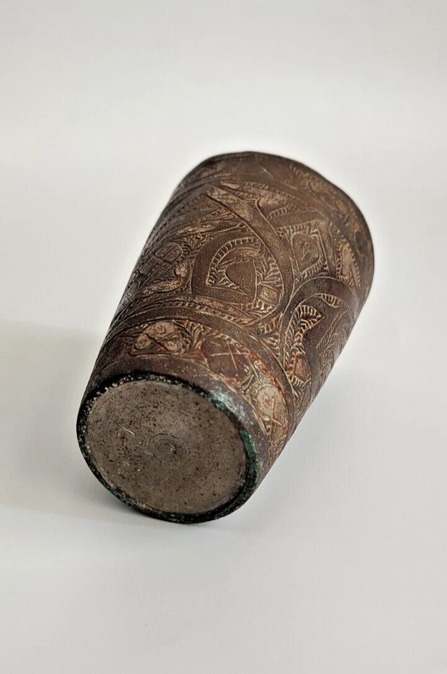 СТАРИННЫЙ ТУРЕЦКИЙ ОСМАНСКИЙ СЕРЕБРЯНЫЙ БРОНЗОВЫЙ ПАЛОМНИК МЕККА ЧАШКА ДЛЯ ВОДЫ ТЮЛЬПАН ИСЛАМСКОЕ ИСКУССТВО - Изображение 3 из 4